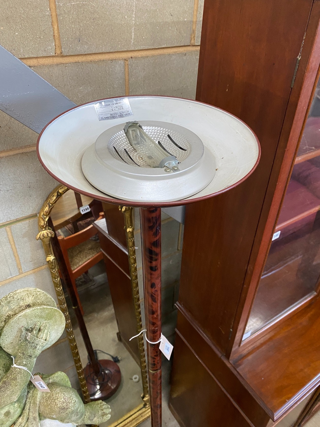 A contemporary French Deco style uplighter, height 185cm